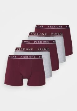 Pier One 5 Pack - Onderbroeken - Bordeaux/Mottled Grey